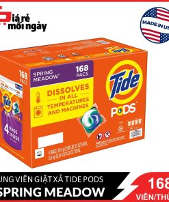 [Made in USA] Nguyên thùng viên giặt xả Tide Pods Spring Meadow 4 túiX42 viên (168 viên)