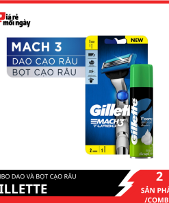 COMBO Dao Cạo Râu Gillette Mach3 Turbo + Bọt Cạo Râu Gillette Series 70g