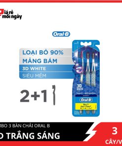 Bàn chải Oral B 3D trắng sáng Vỉ 3 cây (2 tặng 1)