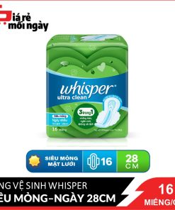 Băng vệ sinh Whisper Có cánh Ngày nhiều 3in1 dài 28cm 16 miếng x3