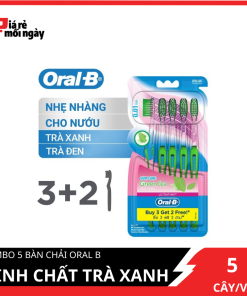 Bàn chải Oral B Tinh chất trà xanh Vỉ 5 cây (3 tặng 2)
