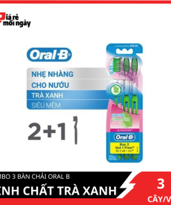 Bàn chải Oral B Tinh chất trà xanh Vỉ 3 cây (2 tặng 1)