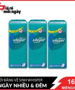 COMBO 3 Băng vệ sinh Whisper Ngày nhiều & đêm 16 miếng