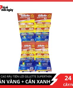 Dao cạo râu tiện lợi Gillette Superthin Cán vàng + cán xanh Vỉ 24 cây
